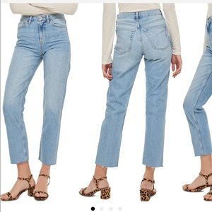 Topshop Straight Leg Crop Raw Hem Jeans Petite - Color Bleach - US10P